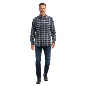 ST.‎ JOHN'S BAY Shirt Mens XXL Navy Plaid Button-Down Iron Free Casual Classic
